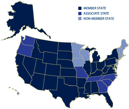 US map  member state, associate state and non-member state