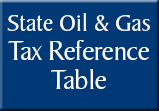 blue square with white text "state oil and gas tax reference table"